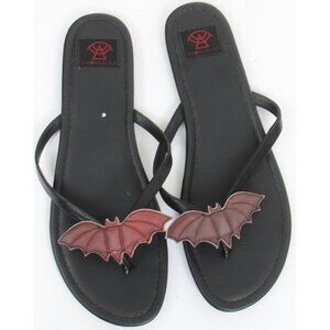 Strangecvlt Women's 12 Betty Bat Shapeshifter Red Flip Flop Flat Thong Sandal